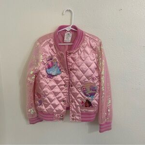 Disney Parks Princess Girl Puffer Jacket Size 5/6 With Buttons Sequins